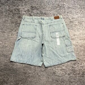 NWT Vintage Tommy Hilfiger Denim Jean Shorts Carpenter Mens 44 Blue Baggy Y2K